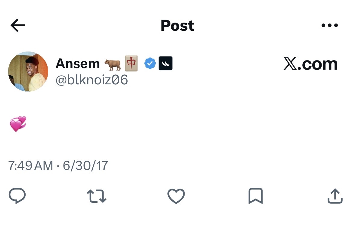 Ansem genesis tweet โ sparkling heart emoji